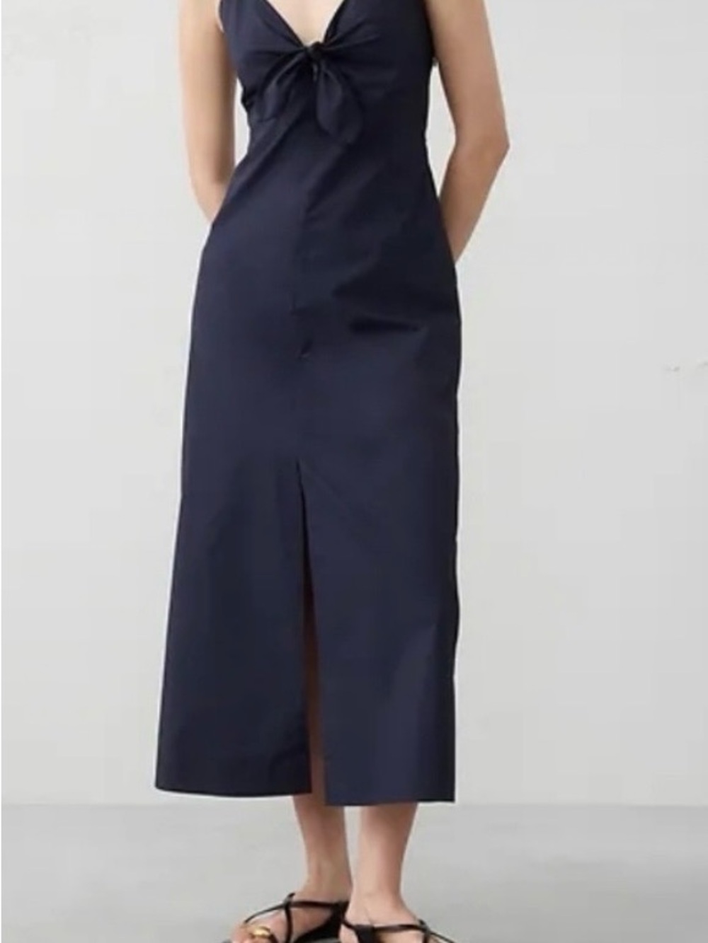 NWT Banana Republic Factory Navy Tie-Front Midi Dress